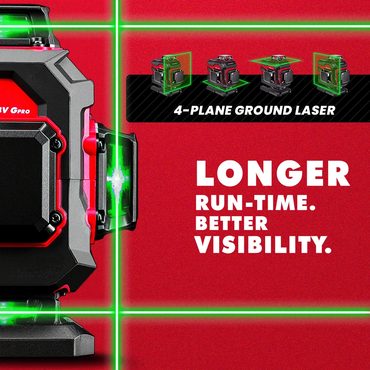 YEVOLT Laser Level Green Beam 16 Lines Horizontal and Vertical Self-leveling 360° Accurate Measuring Tools -YVGLL4XS16 Series