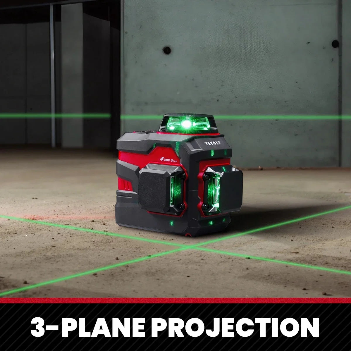 Laser Level YVGLL4XS12 12-Line Green Beam with Pulse Mode Long Range Auto-Leveling Lock Slope Switch for DIY Home Improvement