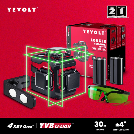 YEVOLT YVGLL4XS12 Nivel láser de líneas cruzadas multiplano de 12 líneas, nivelación automática, para trabajo y hogar, doble potencia, ultrapreciso, alcance de 30 m
