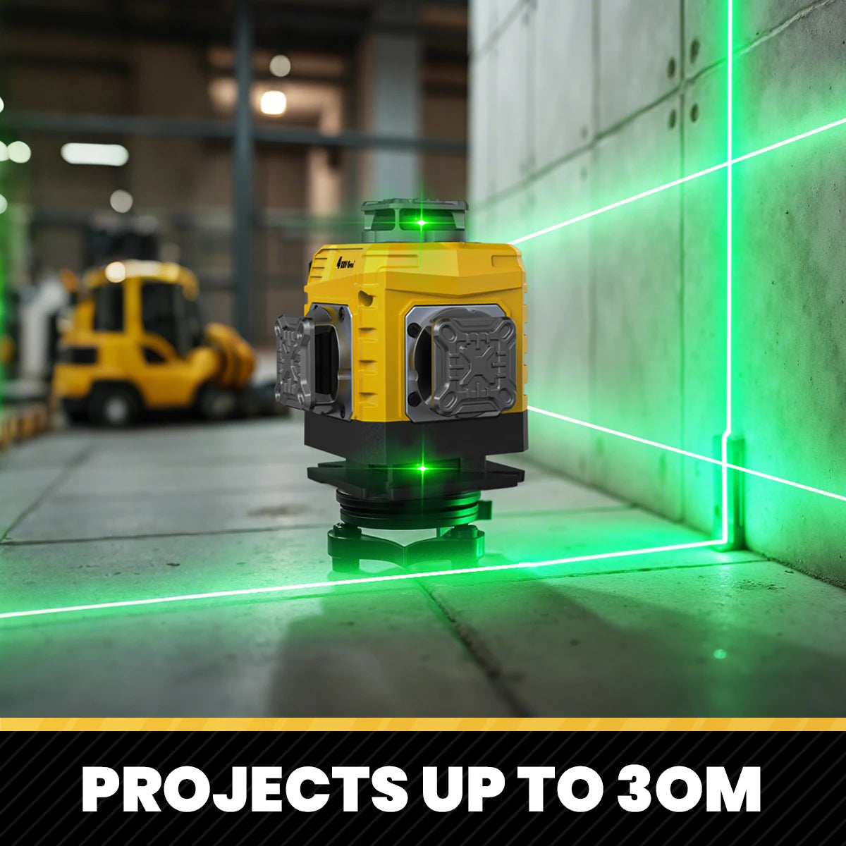 YEVOLT 16-Line Laser Level YVGLL4XS16G-515nm Green Beam 30m Visible Energy Saver 360° Coverage 4s Fast Self-Leveling
