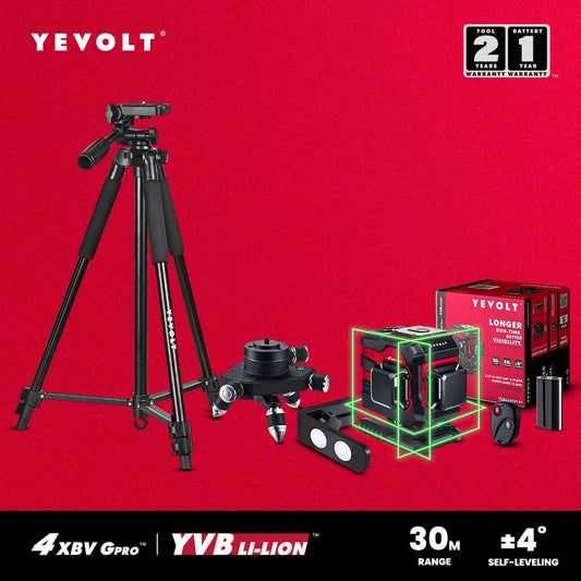 Nivel láser comercial YEVOLT YVGLL4XS12T 3D de 360° y 12 líneas FloorMaster, autonivelante, alineación de adoquines para exteriores, cobertura ultraprecisa de 30 m