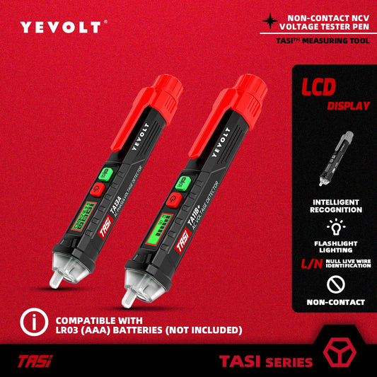 Probador de voltaje sin contacto YEVOLT TA13A/TA11B+, bolígrafo NCV, 12 V~1000 V CA, linterna, pantalla LCD, zumbador, alarma, comprobador de cable activo/nulo