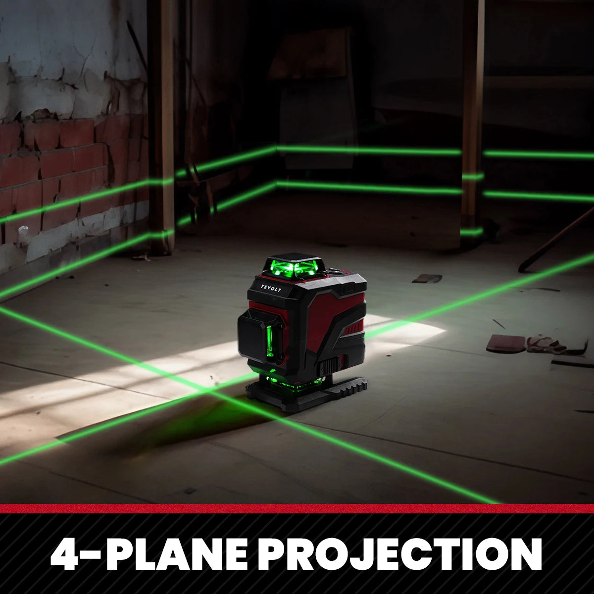 YEVOLT Laser Level Green Beam 16 Lines Horizontal and Vertical Self-leveling 360° Accurate Measuring Tools -YVGLL4XS16 Series