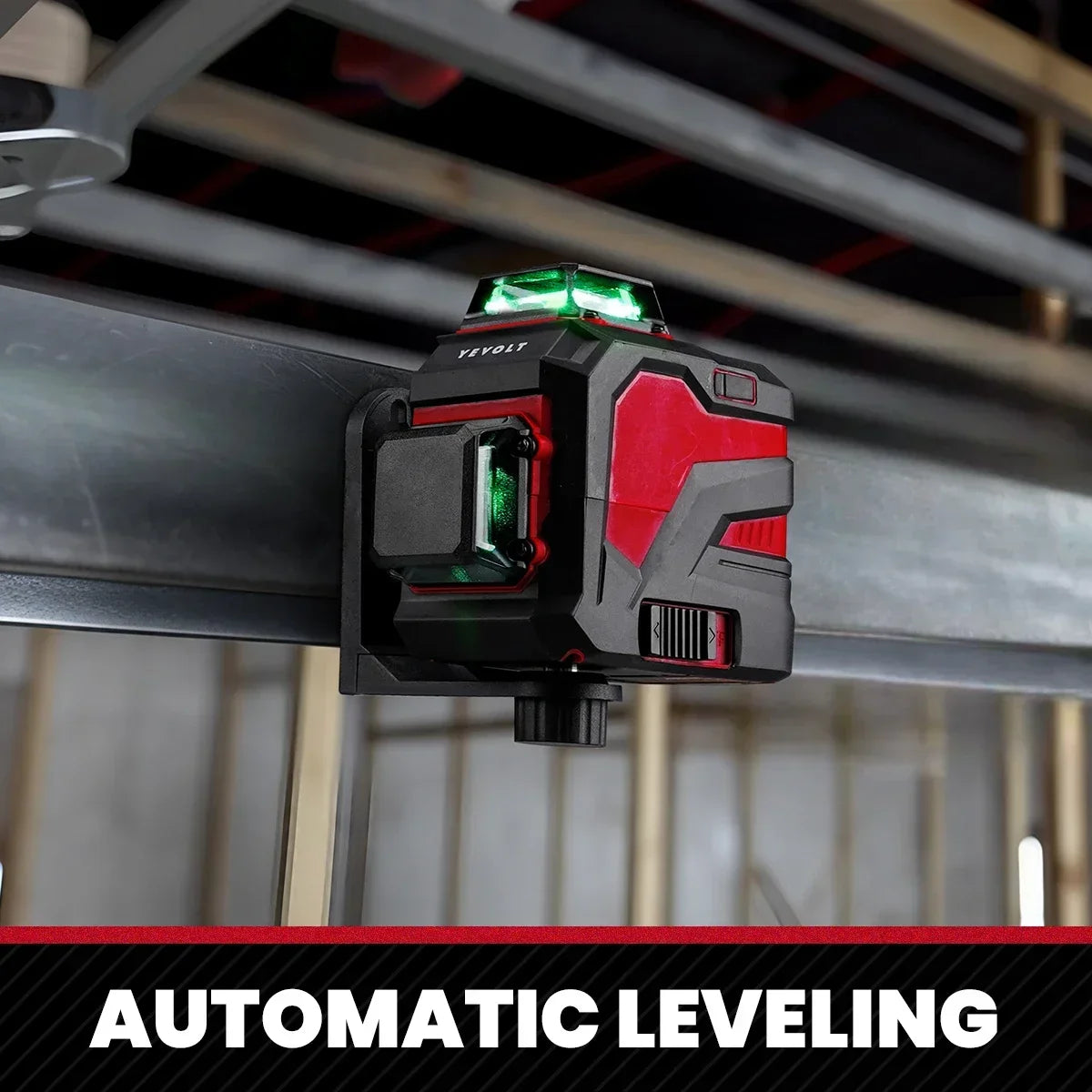 YEVOLT YVGLL4XS12 Nivel láser de líneas cruzadas de 12 líneas, inteligente, autonivelante, compacto, de doble potencia, alta precisión, alcance de trabajo de 30 m