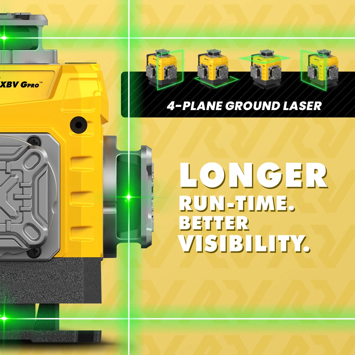 YEVOLT 16-Line Laser Level YVGLL4XS16G-515nm Green Beam 30m Visible Energy Saver 360° Coverage 4s Fast Self-Leveling