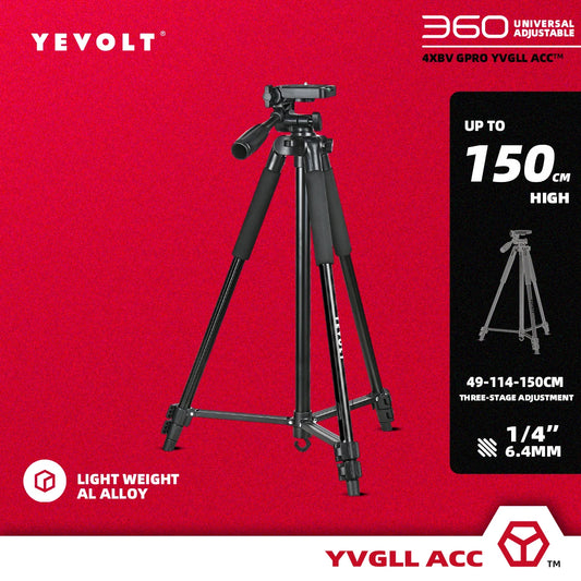 Tripé de nível a laser YEVOLT de 1,5 m em liga de alumínio com altura ajustável, suporte para tripé, adaptador para ferramenta de autonivelamento - YVTRP150