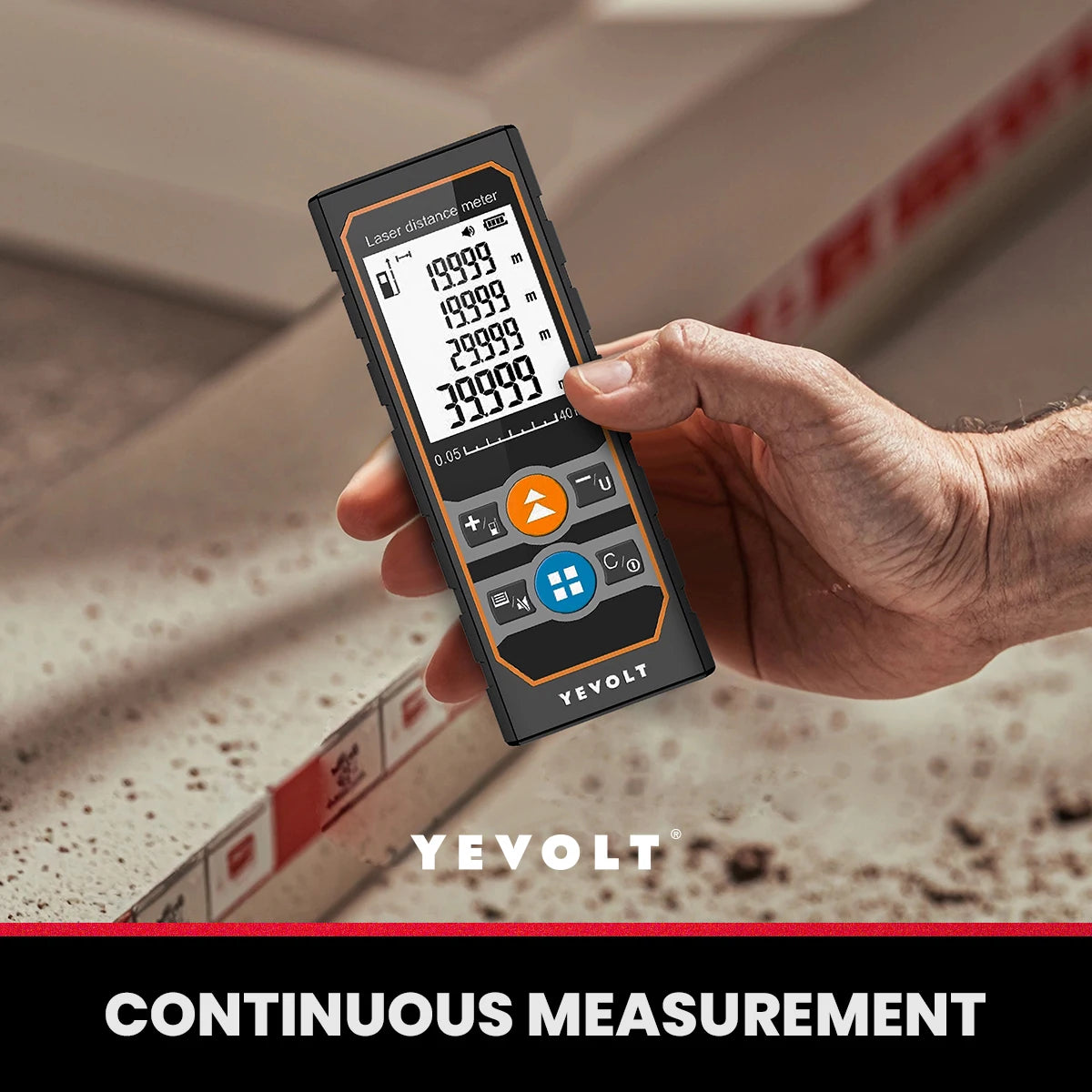 YEVOLT TE Series Laser Distance Meter 40/60/80/100M Rangefinder Digital Tape Measure Tools With Backlit Area/Volume/Pythagorean