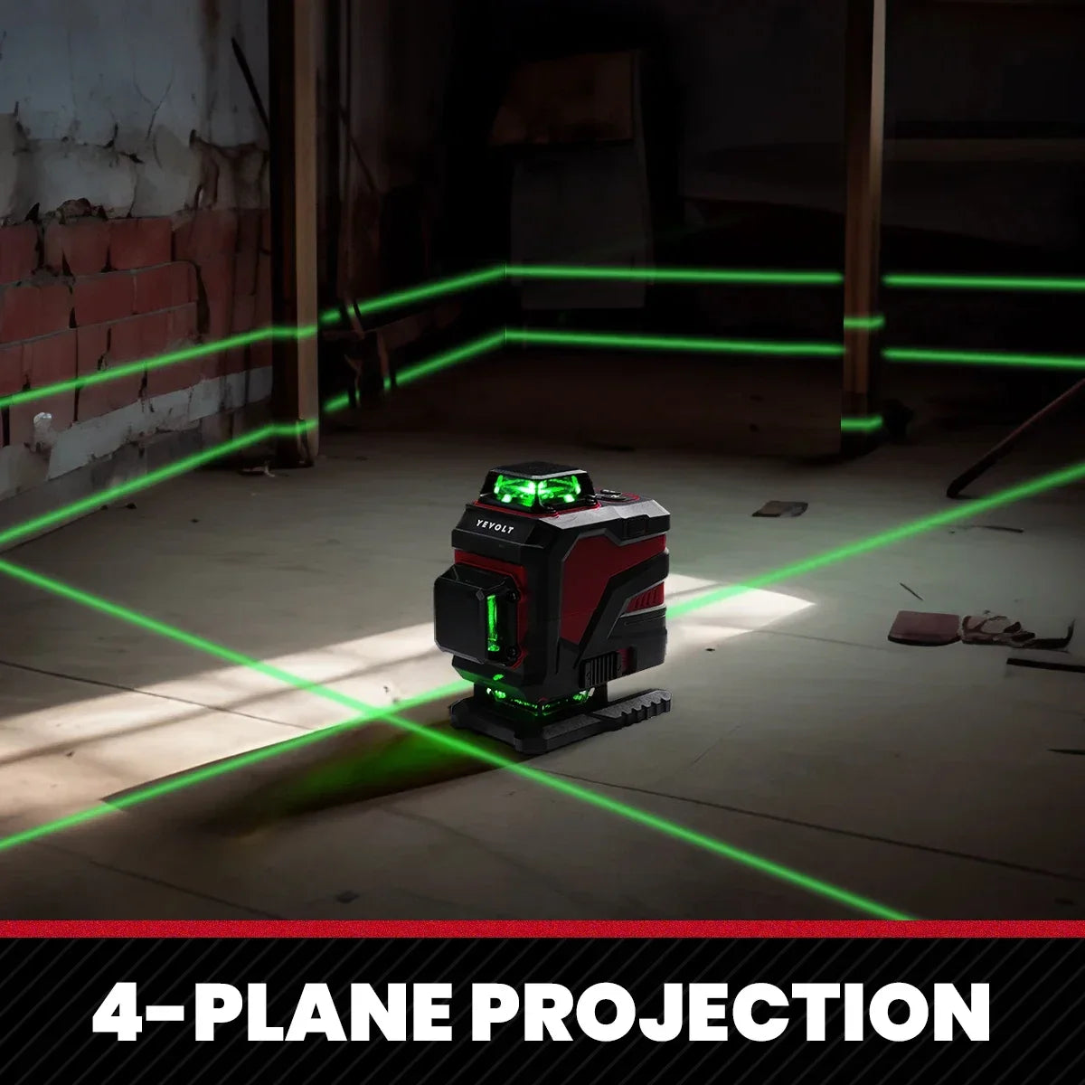 YEVOLT 16-Line Industrial Laser Level YVGLL4XS16 Dual Mode Shockproof Rubber Housing Outdoor Daylight Use Portable for Travel
