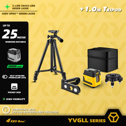 YEVOLT Cross Line Laser Level Red/Green Self-leveling DIY 2-Line Efficient Layout and Alignment Measuring - YVRLL4XS2/YVGLL4XS2
