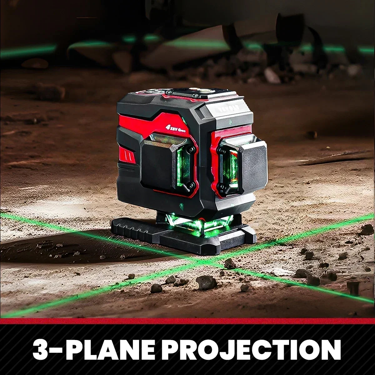 Nivel láser triplano de 12 líneas YEVOLT YVGLL4XS12T, ±4°, autonivelante, para marcado de pisos de almacén, alta precisión, alcance de trabajo de 30 m.