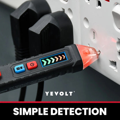 Comprobador de voltaje CA sin contacto YEVOLT TA881A, 12-1000 V CA, linterna LED, alarma sonora para determinar si hay cables con corriente o sin corriente