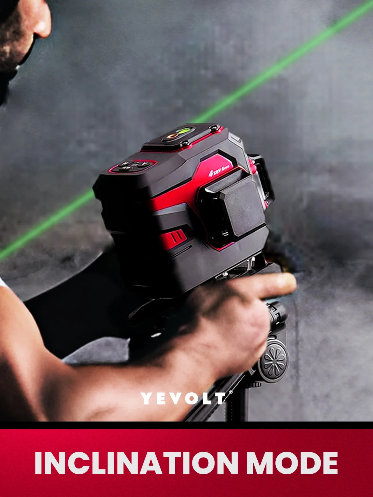 Nível a laser de solo verde YEVOLT YVGLL4XS12T de 3 planos, 12 linhas, autonivelante, 360, máquina 3D, ferramenta de medição horizontal e vertical