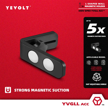 Suporte de parede magnético para nível a laser YEVOLT YVXS2LM360/YVXS3DLM360, suporte em formato de L, adaptador de nível para tripé, suporte giratório