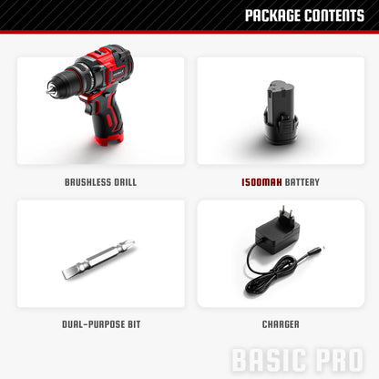 YEVOLT YVGCB12JY Series 12V Brushless Electric Drill Li-ion Compact Cordless Driver High Speed Handheld Screwdriver Power Tools
