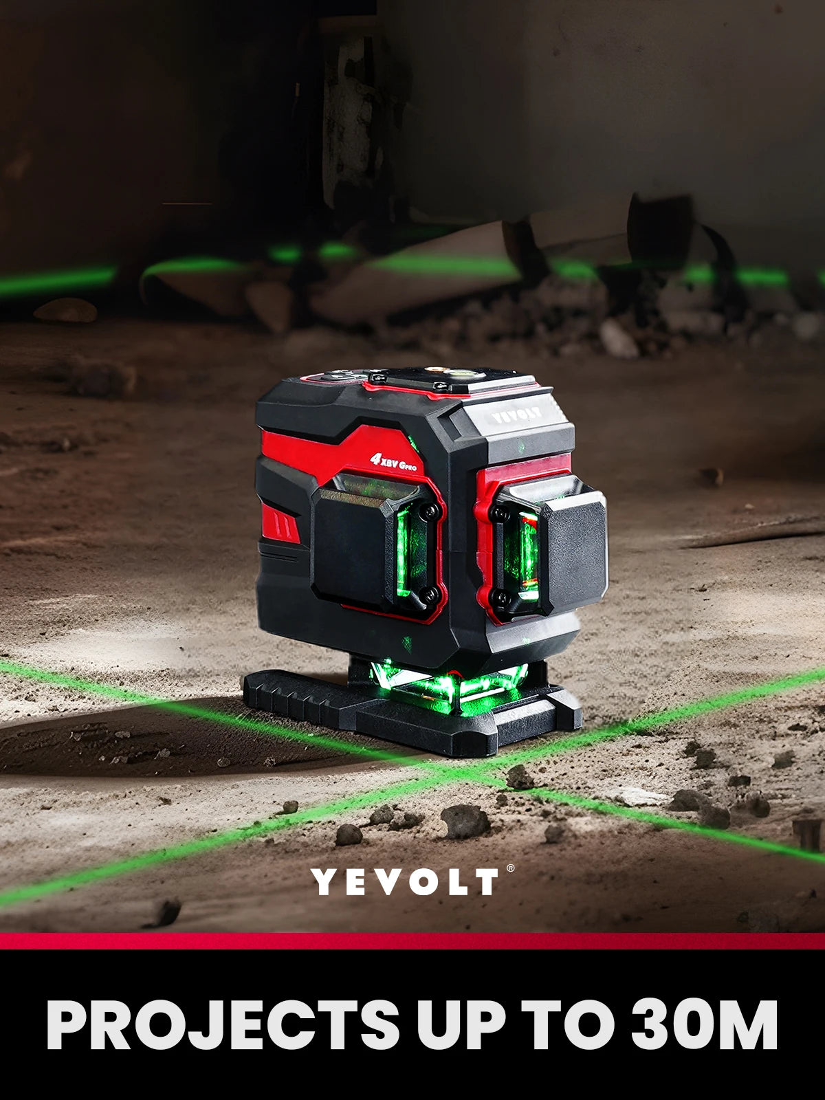 Nível a laser YEVOLT YVGLL4XS12T 3D, 12 linhas, autonivelante, 3 Ah/5,2 Ah, íons de lítio, ferramentas de medição horizontal e vertical 360