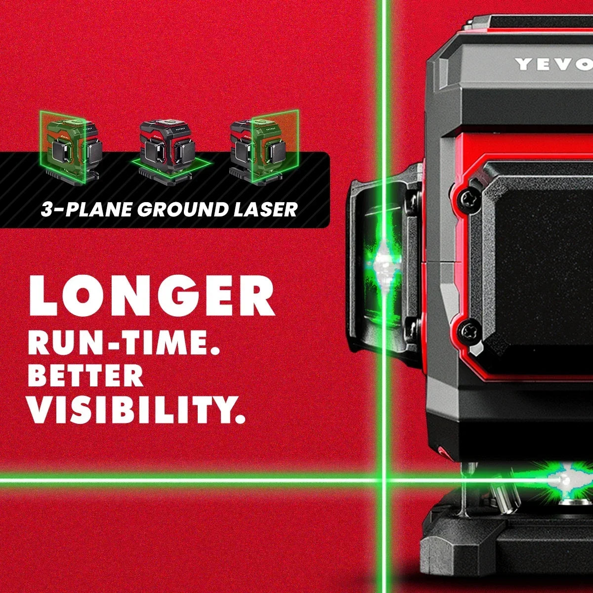 Gerador de nível a laser YEVOLT YVGLL4XS12T 360° de 12 linhas, sistema de alinhamento de ladrilhos autonivelante FloorMaster de alta precisão - alcance de 30 m
