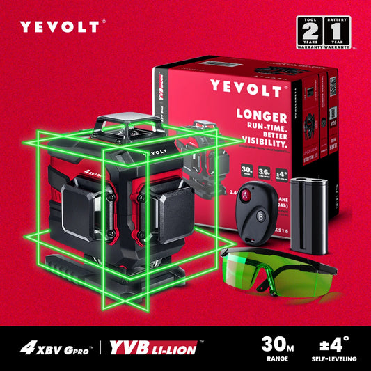 YEVOLT YVGLL4XS16 4-Plane 16-Line Full-Spectrum Laser Level Generator Warehouse Floor Marking High Precision 30m Woring Range