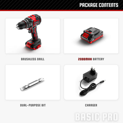 YEVOLT YVGCB20JY Series 20V Brushless Electric Drill Li-ion Compact Cordless Driver High Speed Handheld Screwdriver Power Tools