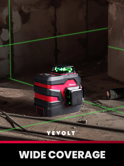 YEVOLT YVGLL4XS12-L 3-Plane Green Laser Level 12-Line Professional High Precision Construction Machine Tools + Magnetic Holder