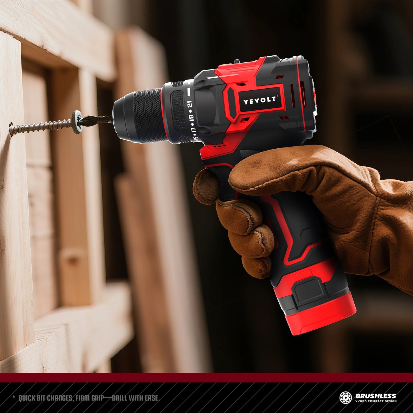 YEVOLT YVGCB16JY Series 16V Brushless Electric Drill Li-ion Compact Cordless Driver High Speed Handheld Screwdriver Power Tools
