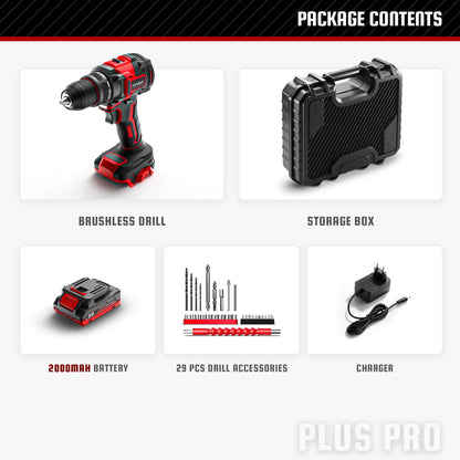 YEVOLT YVGCB20JY Series 20V Brushless Electric Drill Li-ion Compact Cordless Driver High Speed Handheld Screwdriver Power Tools