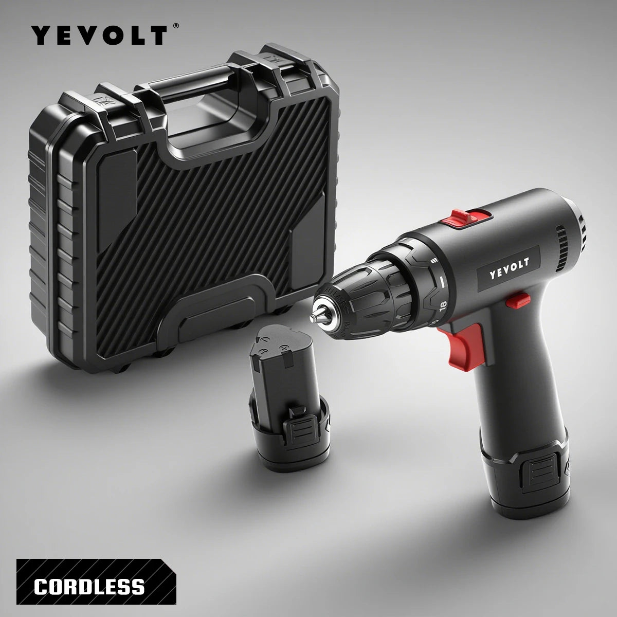 Furadeira elétrica YEVOLT série YVGCD12MI 12V, mandril de 3/8", chave de fenda sem fio, ferramentas elétricas para madeira/alumínio/aço