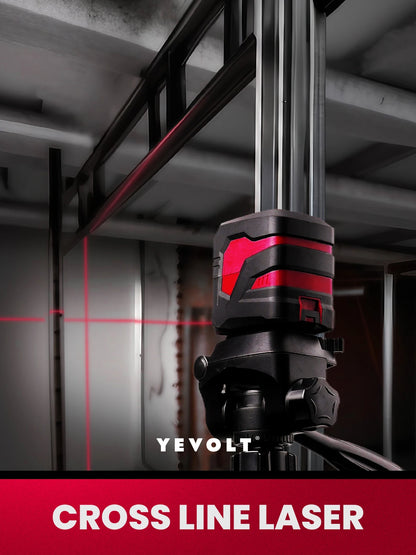 YEVOLT Cross Line Laser Level Red/Green Self-leveling DIY 2-Line Efficient Layout and Alignment Measuring - YVRLL4XS2/YVGLL4XS2