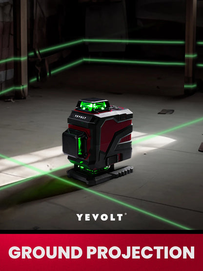 Nível a laser verde YEVOLT YVGLL4XS16 Seires 4D 16 linhas, controle remoto, máquina autoniveladora, ferramentas horizontais e verticais