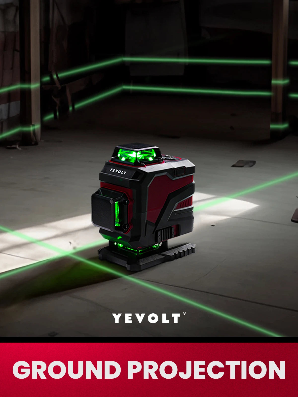YEVOLT YVGLL4XS16PRO Nível a laser verde de 16 linhas e 4 planos, 5,2 Ah, autonivelante, horizontal e vertical, ferramenta com controle remoto
