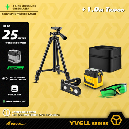 YEVOLT Cross Line Laser Level Red/Green Self-leveling DIY 2-Line Efficient Layout and Alignment Measuring - YVRLL4XS2/YVGLL4XS2