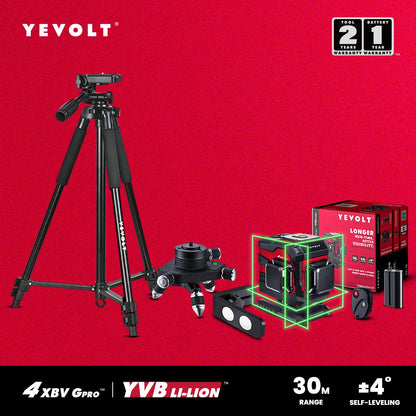 Nível a laser comercial YEVOLT YVGLL4XS12T 3D 360° de 12 linhas FloorMaster autonivelante para alinhamento de pavimentação externa Cobertura ultraprecisa de 30 m
