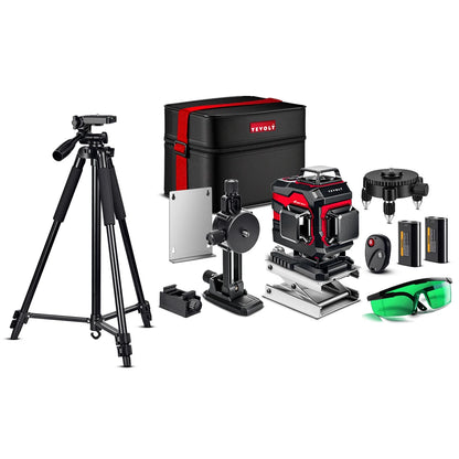 Nível a laser YEVOLT Green Beam, 16 linhas, autonivelante, 360°, 3D, horizontal e vertical, ferramentas de medição precisas - Série YVGLL4XS16