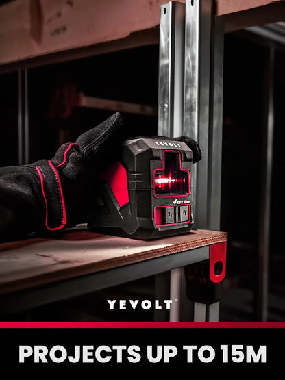 YEVOLT Cross Line Laser Level Red/Green Self-leveling DIY 2-Line Efficient Layout and Alignment Measuring - YVRLL4XS2/YVGLL4XS2