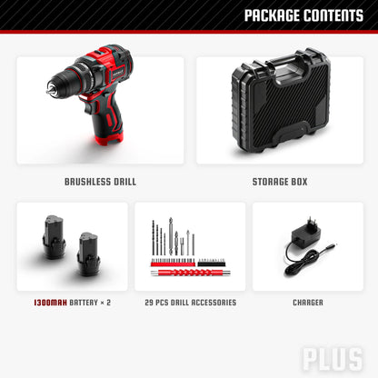 YEVOLT YVGCB12JY Series 12V Brushless Electric Drill Li-ion Compact Cordless Driver High Speed Handheld Screwdriver Power Tools