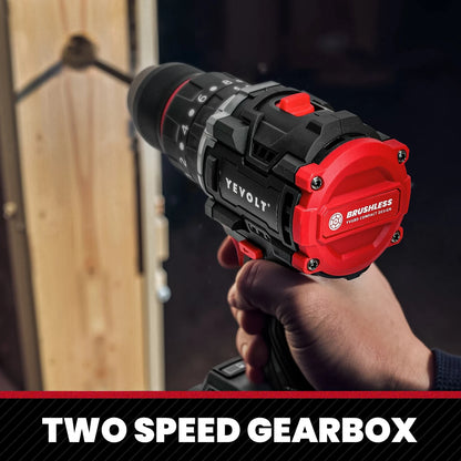 YEVOLT YVGBD20DU3 Series Brushless Electric Drill 20V 20+3 0-1450 RPM Impact Cordless Driver Handheld LED Screwdriver Power Tool