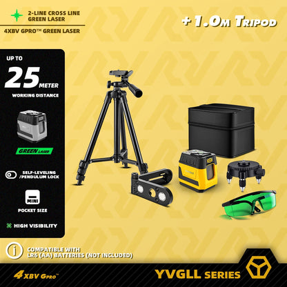 YEVOLT Cross Line Laser Level Red/Green Self-leveling DIY 2-Line Efficient Layout and Alignment Measuring - YVRLL4XS2/YVGLL4XS2