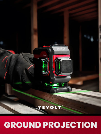Nível a laser de solo verde YEVOLT YVGLL4XS12T de 3 planos, 12 linhas, autonivelante, 360, máquina 3D, ferramenta de medição horizontal e vertical