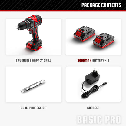 YEVOLT YVGCB20JY Series 20V Brushless Electric Drill Li-ion Compact Cordless Driver High Speed Handheld Screwdriver Power Tools