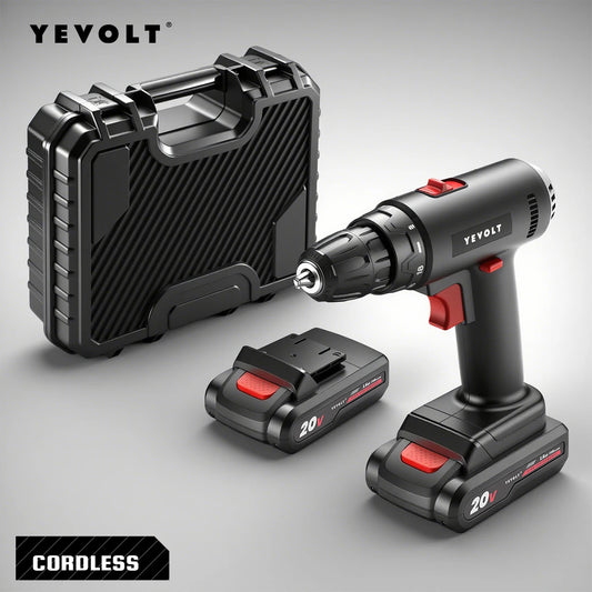 YEVOLT YVGCD20MI Series 20V Electric Drill 3/8" Chuck Cordless Driver Handheld Screwdriver Power Tools for Wood/Aluminum/Steel