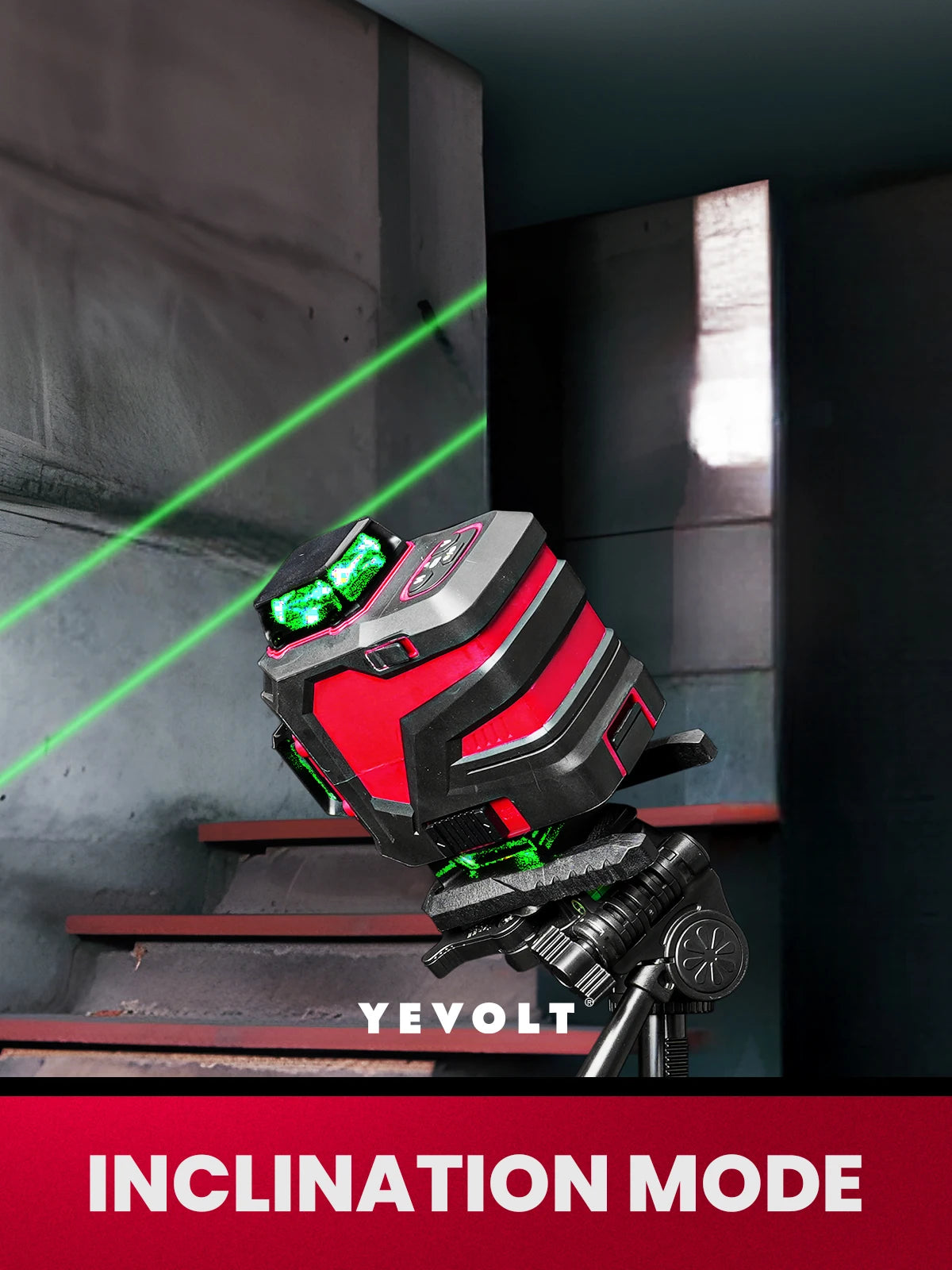 YEVOLT YVGLL4XS16PRO Nível a laser verde de 16 linhas e 4 planos, 5,2 Ah, autonivelante, horizontal e vertical, ferramenta com controle remoto