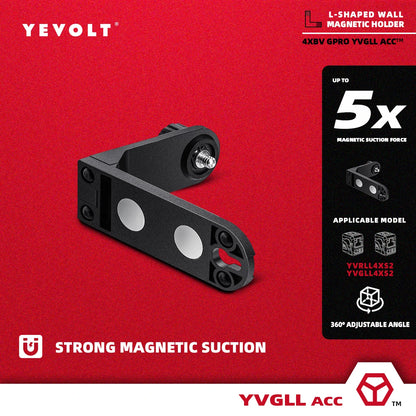 Suporte de parede magnético para nível a laser YEVOLT YVXS2LM360/YVXS3DLM360, suporte em formato de L, adaptador de nível para tripé, suporte giratório
