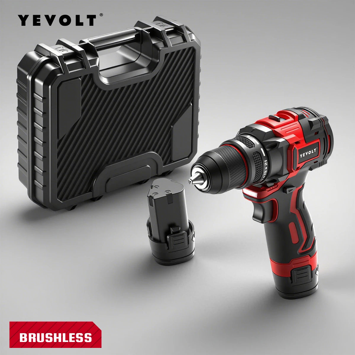 YEVOLT YVGCB12JY Series 12V Brushless Electric Drill Li-ion Compact Cordless Driver High Speed Handheld Screwdriver Power Tools