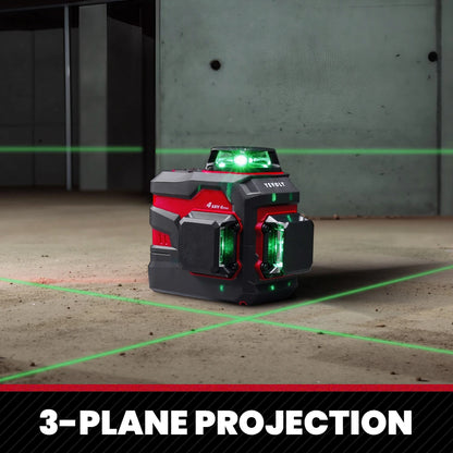Nível a laser verde YEVOLT, 12/16 linhas, autonivelante, 360°, ferramenta de medição 3D/4D - Tripé de 1,5 m - Série YVGLL4XS