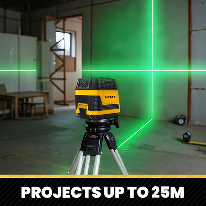 Nível de laser verde de 2 linhas YEVOLT YVGLL4XS2G com base magnética - autonivelante horizontal vertical para construção civil e marcenaria