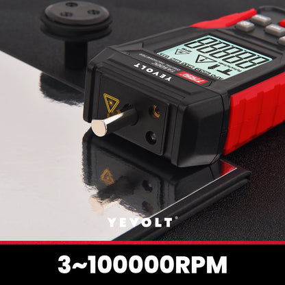 Tacómetro digital sin contacto/2 en 1 YEVOLT TA500A/TA500C, sensor fotográfico láser sin contacto o medidor de contacto, medidor de velocidad y RPM