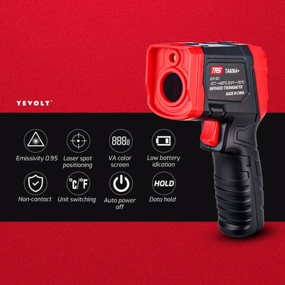 Termômetro infravermelho digital série YEVOLT TA606+, portátil, sem contato, infravermelho, laser, temperatura, pistola, ponto, tela colorida VA