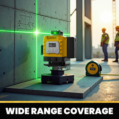 YEVOLT 16-Line Laser Level YVGLL4XS16G-515nm Green Beam 30m Visible Energy Saver 360° Coverage 4s Fast Self-Leveling