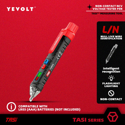 Comprobador de voltaje CA sin contacto YEVOLT TA881A, 12-1000 V CA, linterna LED, alarma sonora para determinar si hay cables con corriente o sin corriente