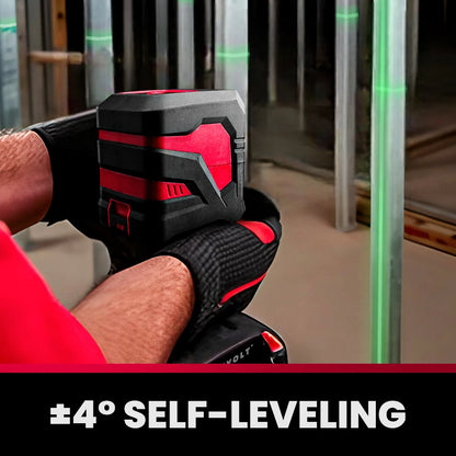 Kit de linhas cruzadas verdes YEVOLT Laser Level YVGLL4XS2 de 2 linhas - Suporte magnético, nivelamento automático, layout e ferramentas de medição de alinhamento