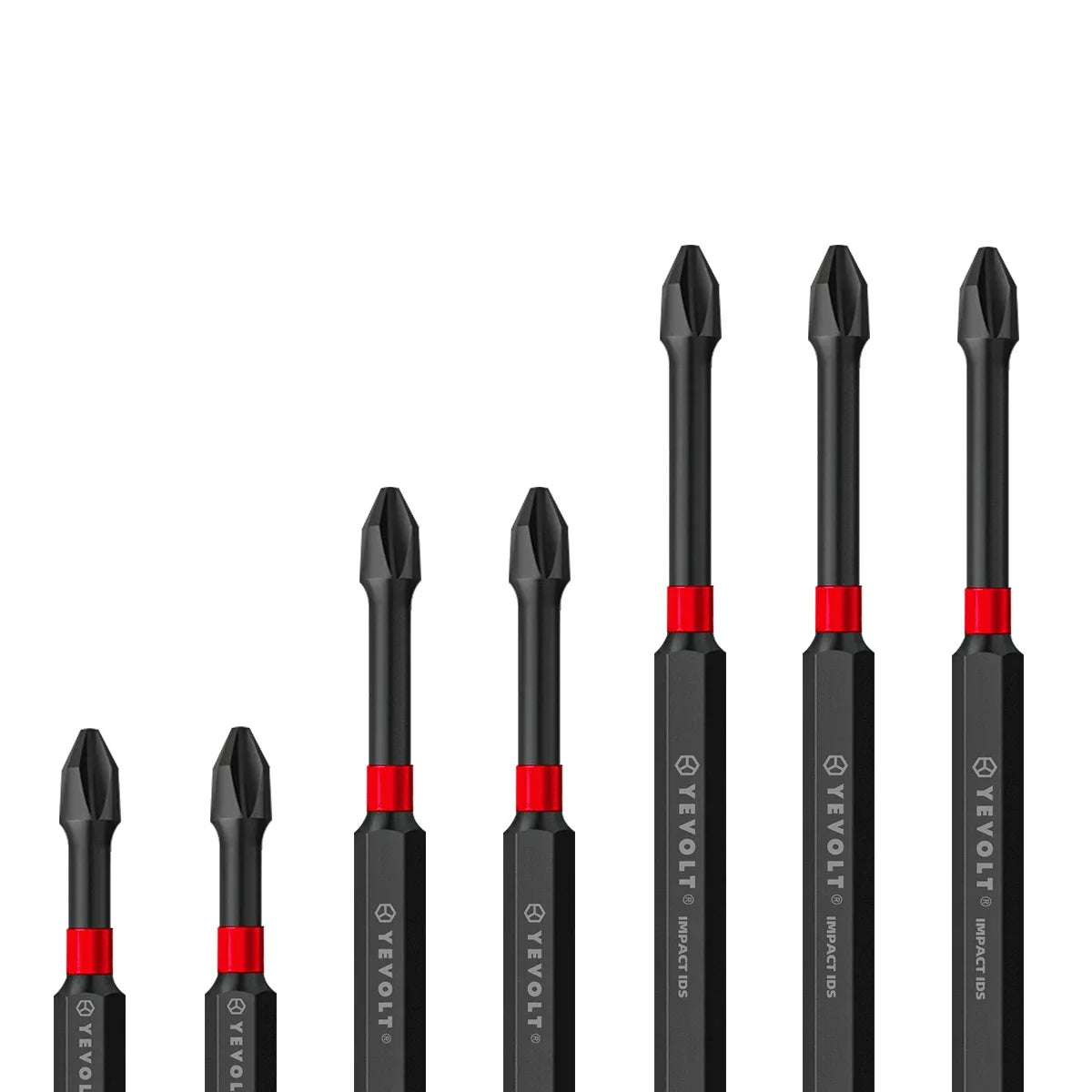 Conjunto de brocas de impacto série YEVOLT YVIDSPH2, 10 peças, 50/65/75/90/100/150 mm, 1/4" Ph2, brocas magnéticas cruzadas, caixa de armazenamento de aço S2